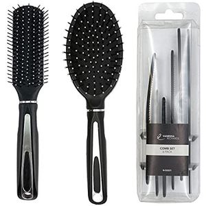 SRV Hub® 2 professionele haarborstels en 1 pak van 6 stuks kam, dames haarverzorging, borstelharen voor ontwarren en stylen, haargereedschapsets voor dames