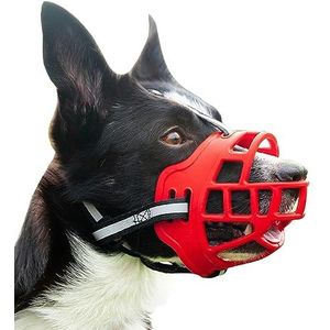 NALEINING Hondenmuilkorf, anti-bijten en anti-blaffen, professionele muilkorf voor grote, middelgrote en kleine honden (groot, rood)