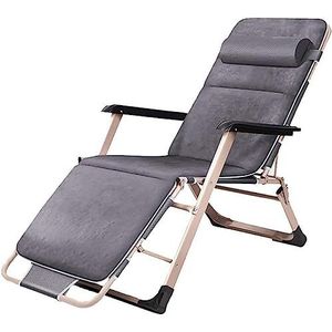 GEIRONV Draagbare ligstoel for buiten, dek Beach Yard Zero Gravity fauteuil stoel met kussen verstelbare ligstoel fauteuils Fauteuils (Color : Dark gray, Size : 178x52x25cm)
