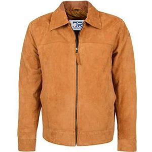 Divergent Retail DR133 Heren Suede Lederen Biker Style Jacket Tan, bruin, L kort