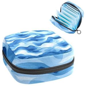 Zeegolf aquarel patroon maandverband opbergtas grote menstruatie cup zakje met rits, menstruatie pads tas winkel panty voeringen tampons voor meisjes vrouwen