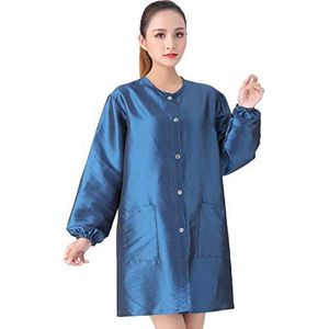 KAHOT Professionele Salon Smock Stylist Jas Cosmetologie Uniform Kappers Cape Kapper Werkkleding Haar Schoonheid SPA Gast Client Kimono Gown Huisdier Grooming Overall (M, Blauw)