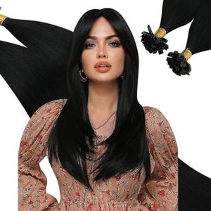 Ugeat U Tip Hair Extensions Human Hair 50Gram 50Stranden 60cm Zwart #1