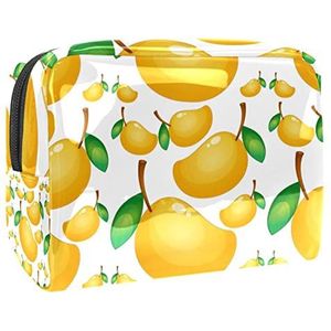 Zoete Verse Mango Tropische Fruit Print Reizen Cosmetische Tas voor Vrouwen en Meisjes, Kleine Waterdichte Make-up Tas Rits Pouch Toiletry Organizer, Meerkleurig, 18.5x7.5x13cm/7.3x3x5.1in, Modieus