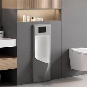 Grijs,Floor standing,Commercial Washout Urinal,Induction Adult Urinal,Urinals for Men Spill Proof,Commercial Flushing Urinals, Splash-Proof Male Urinal,for Bathrooms, Hotels, Shopping