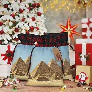 Geschenkzakken Met Trekkoord 8,3 X 11,8 Inch Kerst Trekkoord Tas Grote Egyptische Piramide Herbruikbare Xmas Wrapping Bag Voor Party Present Tassen Voor Geschenken Decoraties Vakantie