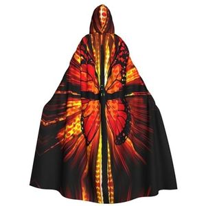 Bxzpzplj Oranje vlinder Womens Mens volledige lengte carnaval cape met capuchon cosplay kostuums mantel, 185 cm