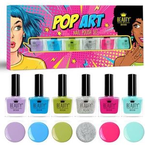 Nagellak Giftset – Perfect Cadeau voor Tienermeisjes | 6 Leuke & Gekke Kleuren | Party & Festival Nagels | Sneldrogend, Langhoudend, Vegan | Brits Merk