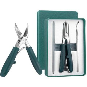 QQY Eagle snavel nagelknipper, 3-delige sets schuine nagelknippers, super scherpe brede kaakopening, anti-spat, schuine ingegroeide teennagelknipper voor dikke nagels