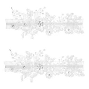 Bruidskousenband voor bruid, wit, tweedelig, cadeau voor bruid, bruiloftsfeest, elastische kanten kousenband voor bruid voor vrijgezellenfeest, vrijgezellenfeest