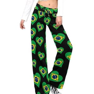 Love Brazil Heartbeat Damesbroek, casual broek, elastische taille, loungebroek, lange yogabroek, rechte pijpen