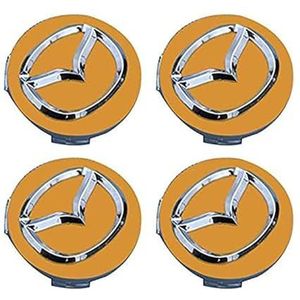 4 stuks auto wielnaafdoppen voor Mazda 2 3 6 MX-5 MX-30 CX-3 CX-8 56mm auto wielnaafdoppen vervangende naafdoppen wielnaafstickers A geel