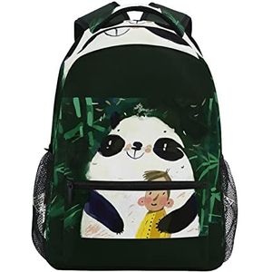 Leuke Panda Boy School Rugzak voor Meisjes Jongens Middelbare School Stijlvolle Ontwerp Student Tassen Boekentassen, Patroon, 11.5×8×16In