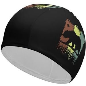 Cali California Republic State Bear Rasta Comfortabele badmuts voor dames en heren, klassieke badmuts voor lang en kort haar