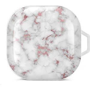 Wit marmeren roségouden oordopjes hoesje compatibel met Samsung hard shell beschermhoes witte stijl