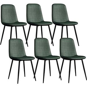 GEIRONV Moderne eetkamerstoelen set van 6, lounge woonkamer hoekstoel metalen stoelpoten PU lederen rugleuningen aanrechtstoelen Eetstoelen (Color : Green, Size : 42x45x86cm)