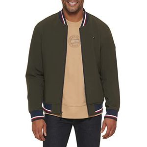 Tommy Hilfiger Heren lichtgewicht Varsity Rib Knit Bomberjack Shell, Olijf Soft Shell, L
