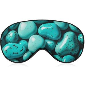 Ademend oogmasker, helder aqua-blauw, turkoois, bedrukt, zachte slaapoogmaskers met verstelbare riem, ooglapjes, lichtblokkerende oogmasker voor kantoor, dutje en reizen