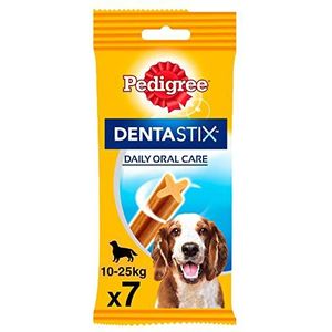 Pedigree DentaStix tandverzorging hondendelli voor middelgrote honden, koekjes met kip en rundsmaak tegen de vorming van tandsteen voor gezonde tanden, 10er Pack (10x 7 Stuk)