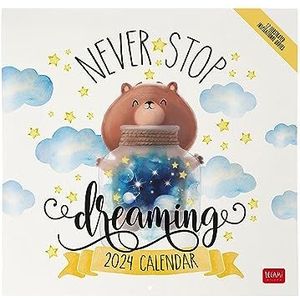 Legami - Wandkalender 2024, 12 maanden en jaarplanner, ruimte voor notities en notities, weeknummer, 6 talen, sterrenbeelden en internationale feestdagen, 30 x 29 cm