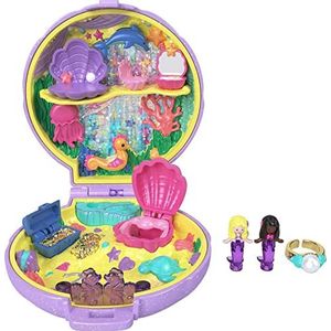 Polly Pocket Keepsake Collection Mermaid Dreams Collectible Compact, onder-zee-thema, speciale doos, 2 zeemeerminpoppen, draagbare ring en meer, verzamelcadeau, vanaf 4 jaar