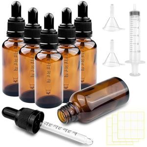 Brevanza 6 stuks pipetfles 30 ml met trechter, fles met pipet, bruine glazen fles met druppelpipet, parfumfles met druppelaar, druppelfles met etiket, voor etherische oliën, parfummerie