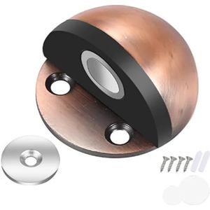 1-5 stuks niet-ponsen verborgen roestvrijstalen rubberen deurstopper deurhouders vangen vloergemonteerde nagelvrije deurstops deurstops binnenshuis (rood bruin, 4 stuks)