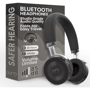Puro Sound Labs JuniorJam Plus volumebeperkende hoofdtelefoon voor kinderen, veiliger audio om het gehoor te beschermen - Verstelbare Bluetooth-hoofdtelefoon voor tablets, smartphones, pc's, 22 uur