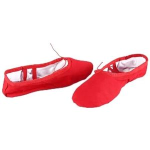 Ballet Schoenen Meisjes Platte Canvas Hoofd Zwart Wit Zachte Ballet Slippers Ballet Gym Yoga Dans Schoenen Kinderen Vrouw, Rood, 26 EU