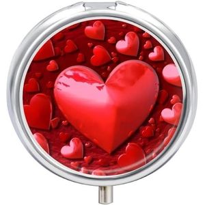 Rode Harten Liefde Pil Doos Voor Pocket Ronde Pillendoos 3 Compartiment Decoratieve Draagbare Reizen Pil Houder Tablet Vitamine Organizer Mini Pil Case