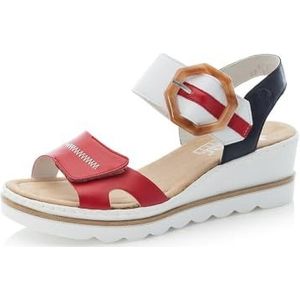 Rieker 67476 Damessandalen met sleehak, Rode Combi 33, 39