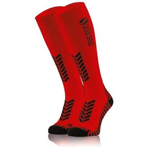 sesto senso Compressiekousen, uniseks, voor dames en heren, hoge sportsokken, hardloopsokken, enkele verpakking - rood, 35/38 EU