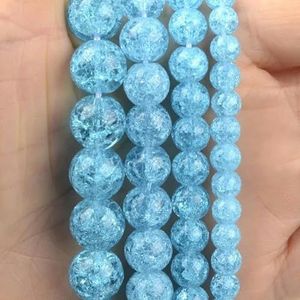 45 Stijl Natuursteen Kralen Blauwe Chalcedoon Kristalglas Edelsteen Jade Agaat Kralen Sieraden Maken DIY Handgemaakte Armband 15''-Blauw Gebarsten Kristal-6mm