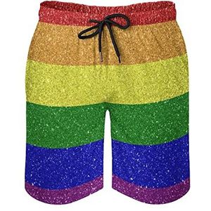 Regenboog Vlag Gay Pride Heren Zwembroek Gedrukt Board Shorts Beach Shorts Badmode Badpakken met Zakken 2XL