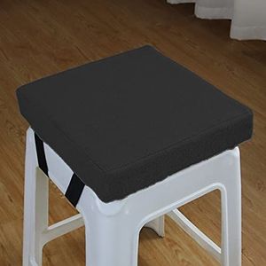GGoty Dikke 5/8 cm stoel zitkussen pad, vierkante eetkamerstoel kruk zitkussens antislip zitkussen mat voor thuis school stoel kruk (35x35x5cm, zwart)