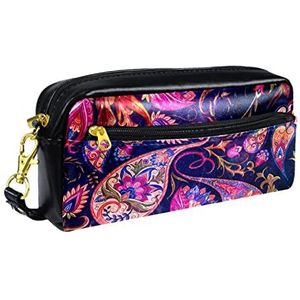 Etui,Pen Potlood Pouch Draagbare Tas,Briefpapier Organizer voor School,Vintage Indiase Paisley ruimte Decoratie