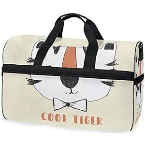 Cool White Tiger Sport Zwemmen Gym Tas met Schoenen Compartiment Weekender Duffel Reistassen Handtas voor Vrouwen Meisjes Mannen