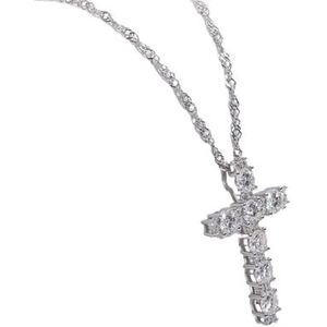 Kettingen voor vrouwen 4MM 2.1 Karaat D Kleur Moissanite Diamanten Kruis Hanger Ketting 925 Zilveren Sieraden Geschenken