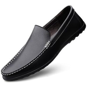 Loafers for heren Ronde neus Effen kleur Kunstleer Lichtgewicht antislip Antislip Prom Klassieke instapper (Color : Black, Size : 38 EU)