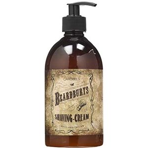 Beardburys Shaving Cream | Scheercrème voor de gevoelige huid van baard en snor scheerschuim met aloë vera en vitamine E voor mannen. Zachte en verfrissende gel met mentholgeur. 500 ml