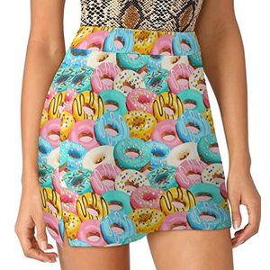 Geglazuurde Donuts Vrouwen Skorts Hoge Taille Tennis Rok Gelaagde Korte Mini Rok Culottes Skorts Met Zakken 2XL