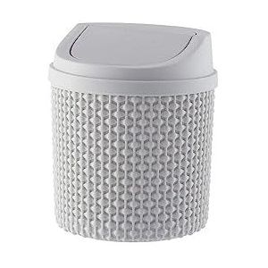 Afvalbak Vuilnisbakken, mini-prullenbak, duurzame mini-afvalbak for bureau, afvalbak van 2 liter/0,5 gallon met deksel, afvalmanden (Color : Blanc, Size : Shake lid)