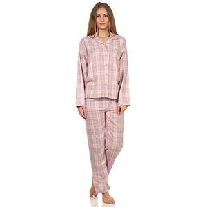 Dames lange mouwen flanellen pyjama geruit - 202 201 15 602, roze, 40/42