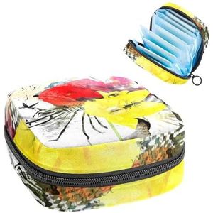Opbergtas voor maandverband, menstruatiecup zakje, menstruatiezakorganizer voor vrouwelijke pads tampons, aquarel bijenbloem