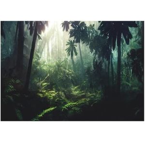 Fotobehang bos tropisch 3D-effect jungle planten regenwoud - incl. lijm - voor woonkamer slaapkamer hal fleece behang vliesbehang behang wandbehang motief behang klaar voor montage (368x254 cm)
