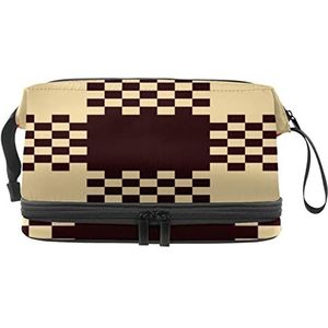 Grote capaciteit reizen cosmetische tas,speciale Royal Stewart Tartan,Make-up tas,Waterdichte make-up tas organisator, Meerkleurig, 27x15x14 cm/10.6x5.9x5.5 in