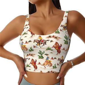 Cowboy Ride Horse Print Comfortabel Vrouwen Sport Vest Yoga Workout Vest voor Vrouwen Lichtgewicht Zomer, Zwart, S