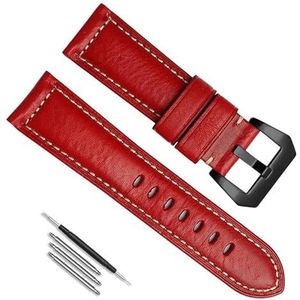 hoosouk Leren horlogeband geschikt voor Panerai horlogeketting 22 mm 24 mm vervangende horlogebandaccessoires(Red black,24mm)