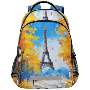 Wzzzsun Utumn Paris Eiffeltoren rugzak boekentas reizen dagrugzak school laptoptas voor tieners jongen meisje kinderen, Leuke mode, 11.6L X 6.9W X 16.7H inch