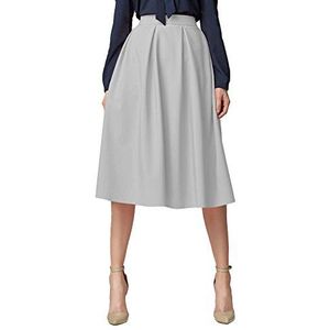 Urban GoCo Uitlopende A-lijn midi-rok met zakken voor dames, Lichtgrijs, L